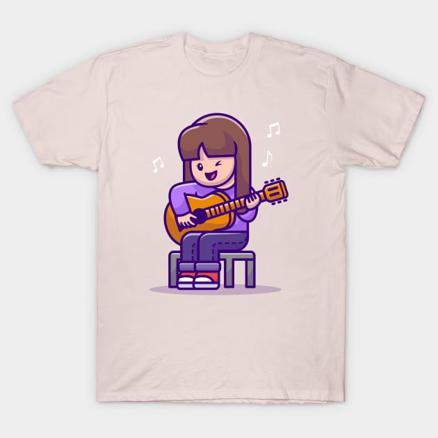 Cute Girl Playing Guitar T-Shirt by Catalyst Labs